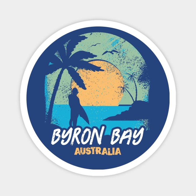 Retro Sunset Byron Bay Australia Surfing // Retro Australian Beach Magnet by Now Boarding